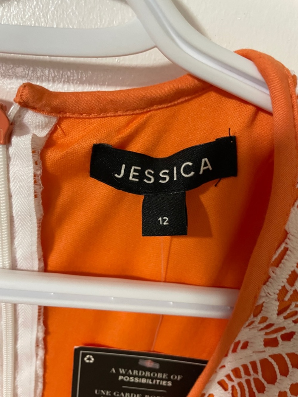 Nwt’s Jessica Orange and White Lace-Overlay Dress Size 12 - Picture 4 of 10